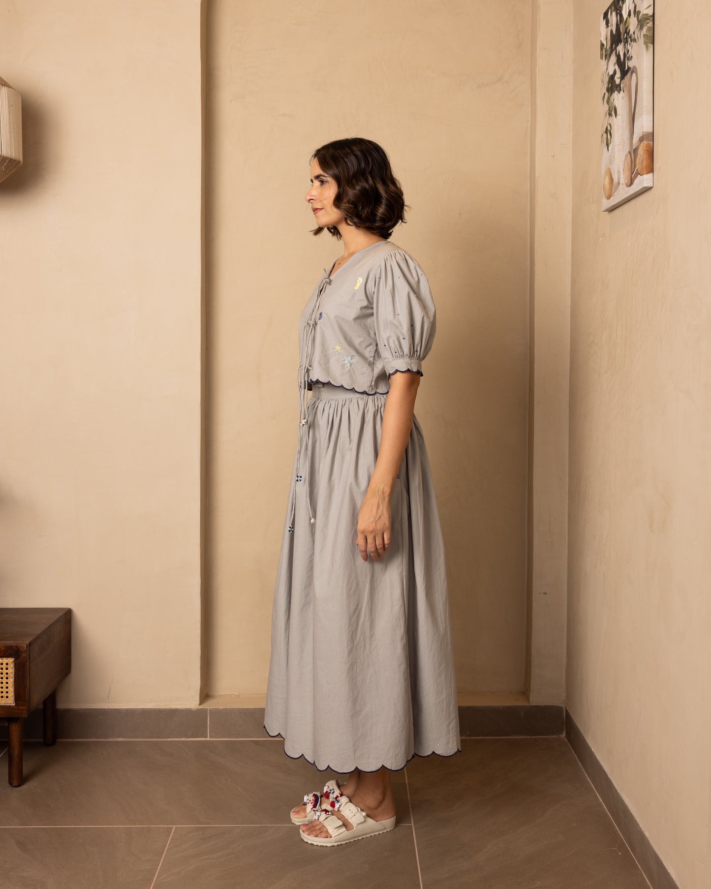 Ari Top and Skirt Set Grey