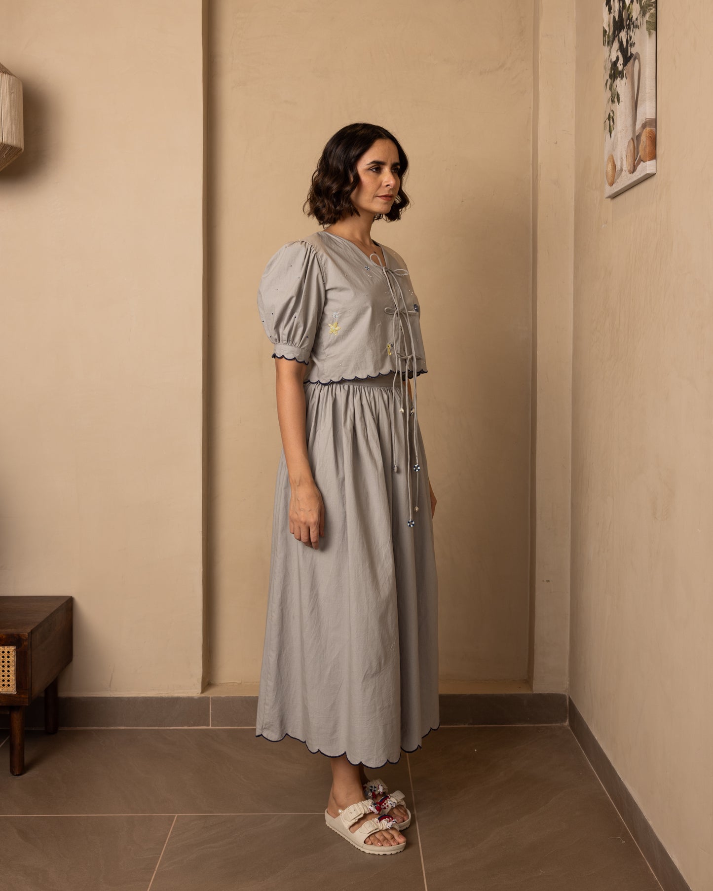 Ari Top and Skirt Set Grey
