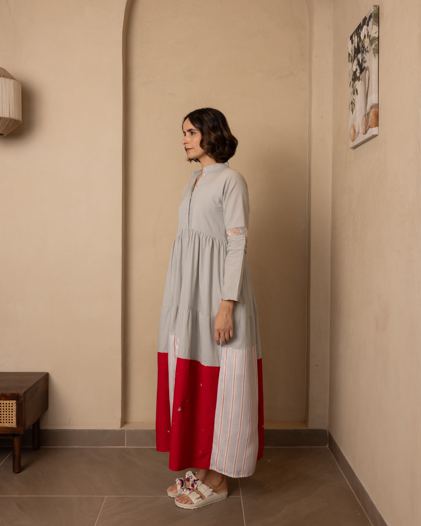 Caribbean Dress - (Grey and Red)