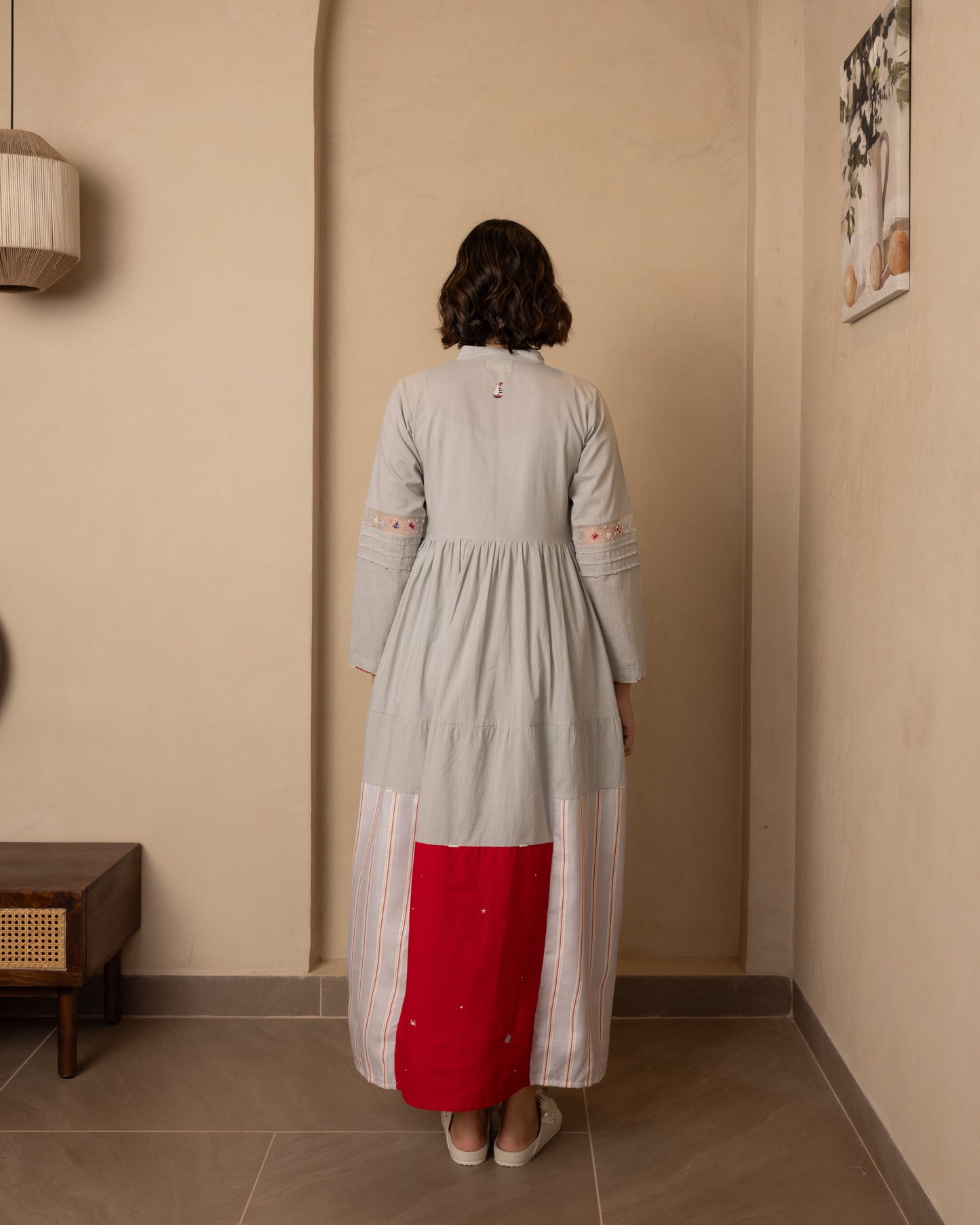 Caribbean Dress - (Grey and Red)