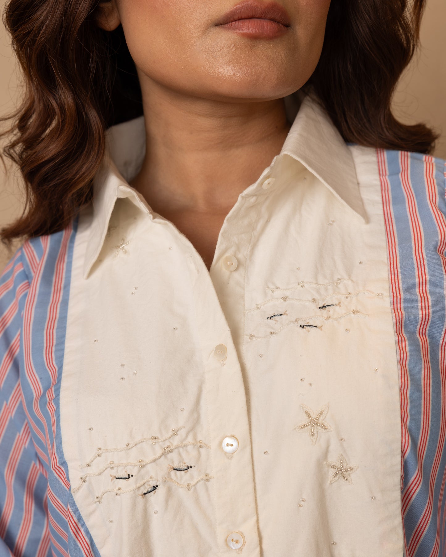 Marina Dress Red Blue Stripes