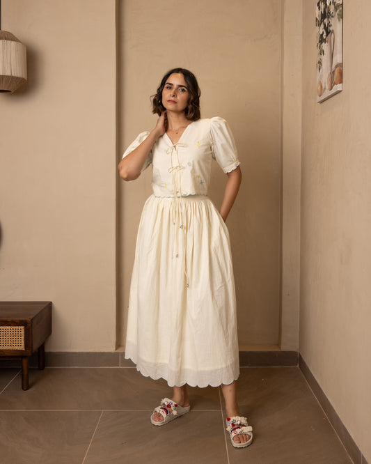 Ari Top and Skirt Set Beige