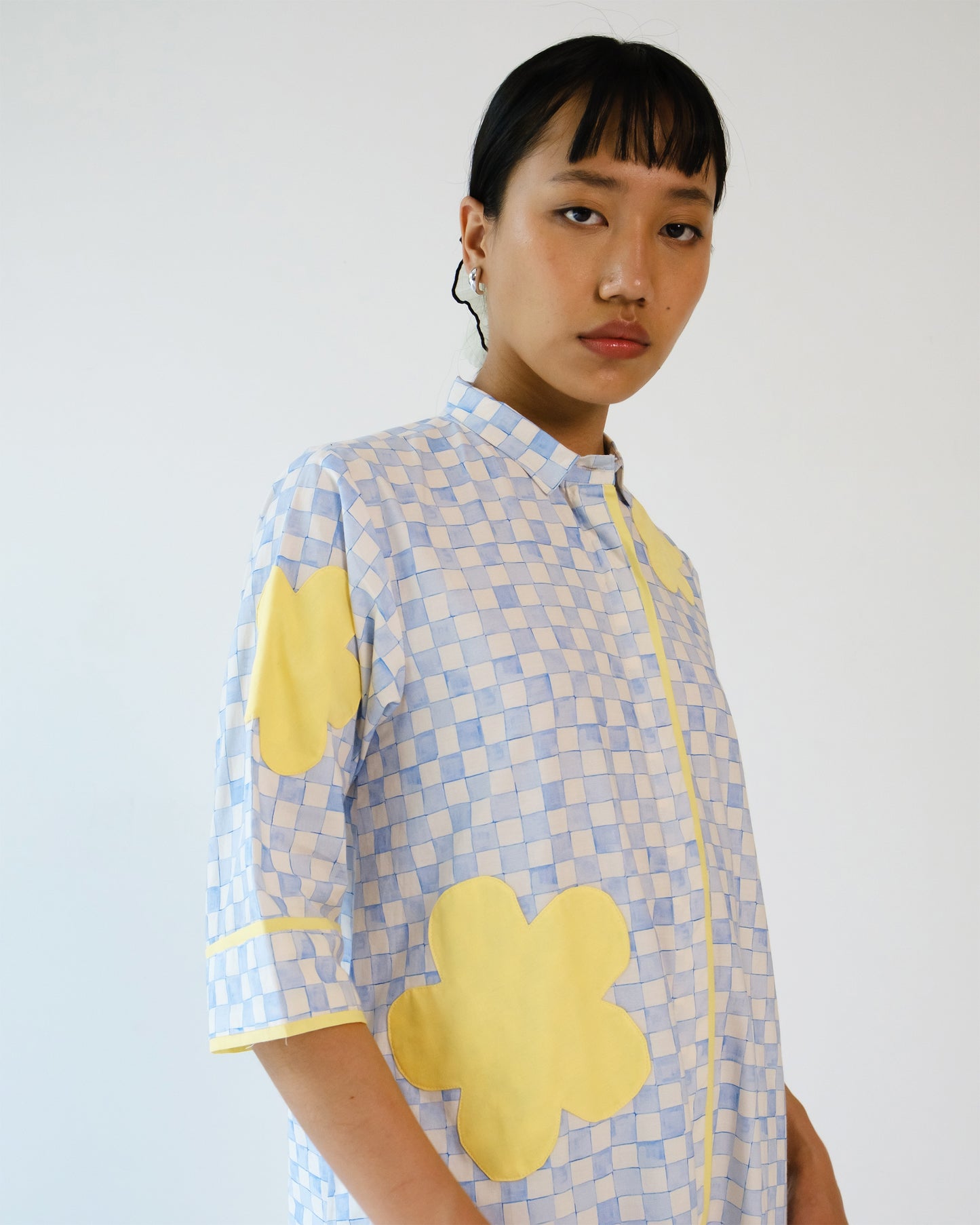 Blue Checks Applique Cotton Shirt Pant Set of 2