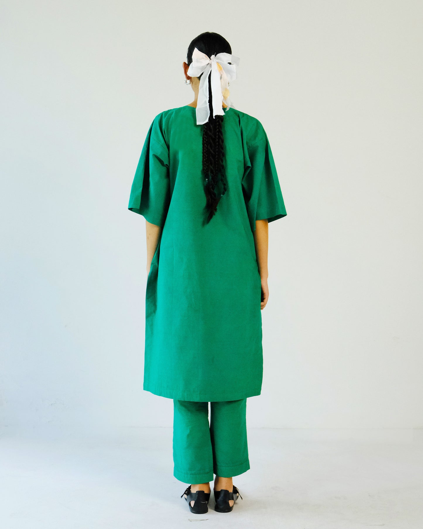 Green Applique Cotton Tunic Pant Set of 2