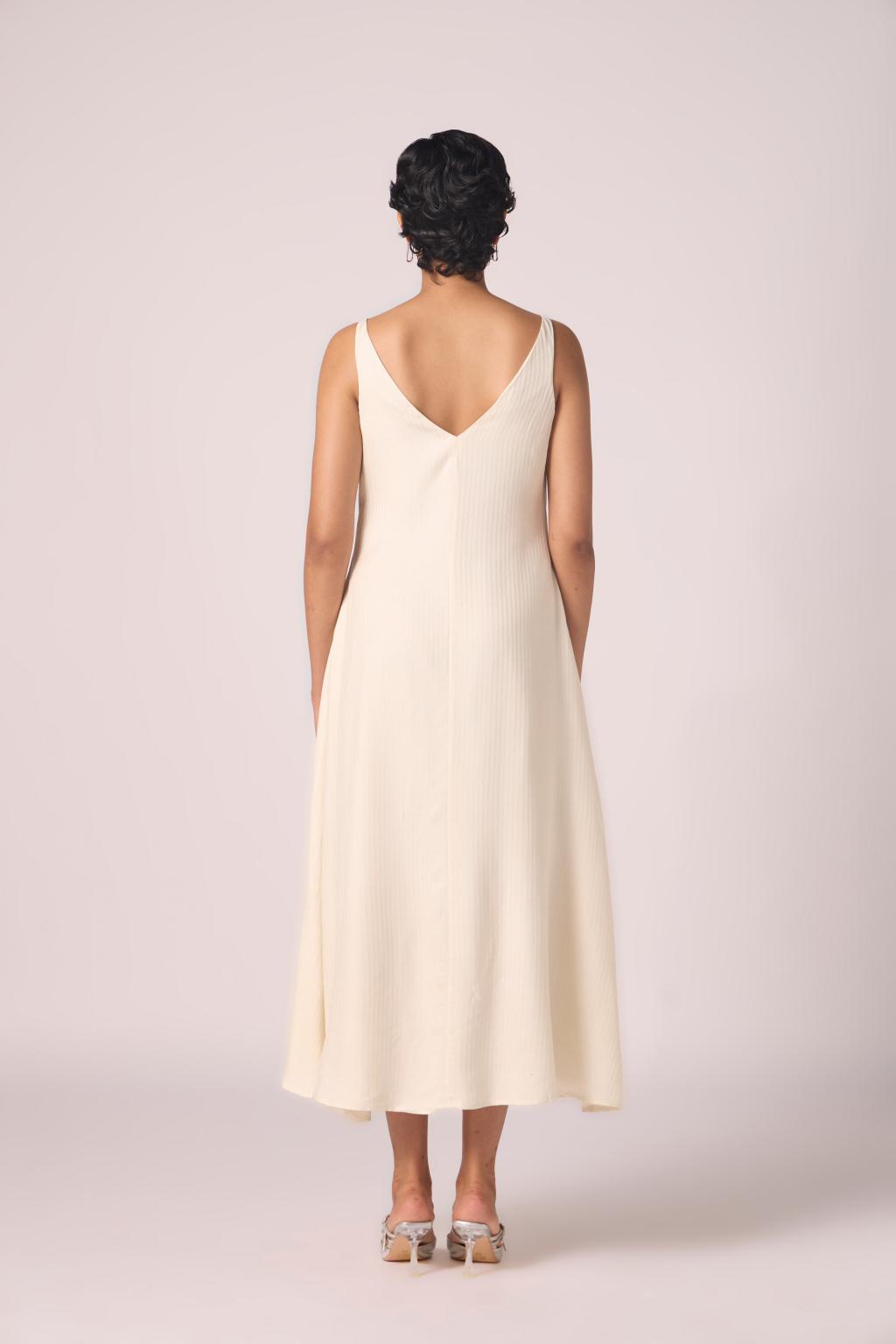 Spica Off White Silk Slip Dress