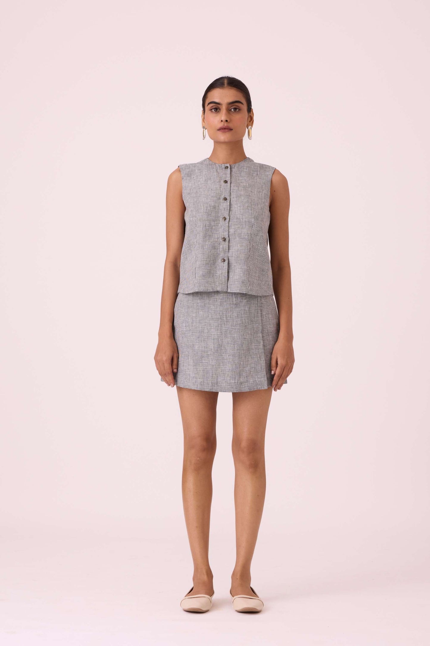 Wotton Houndstooth Linen Top