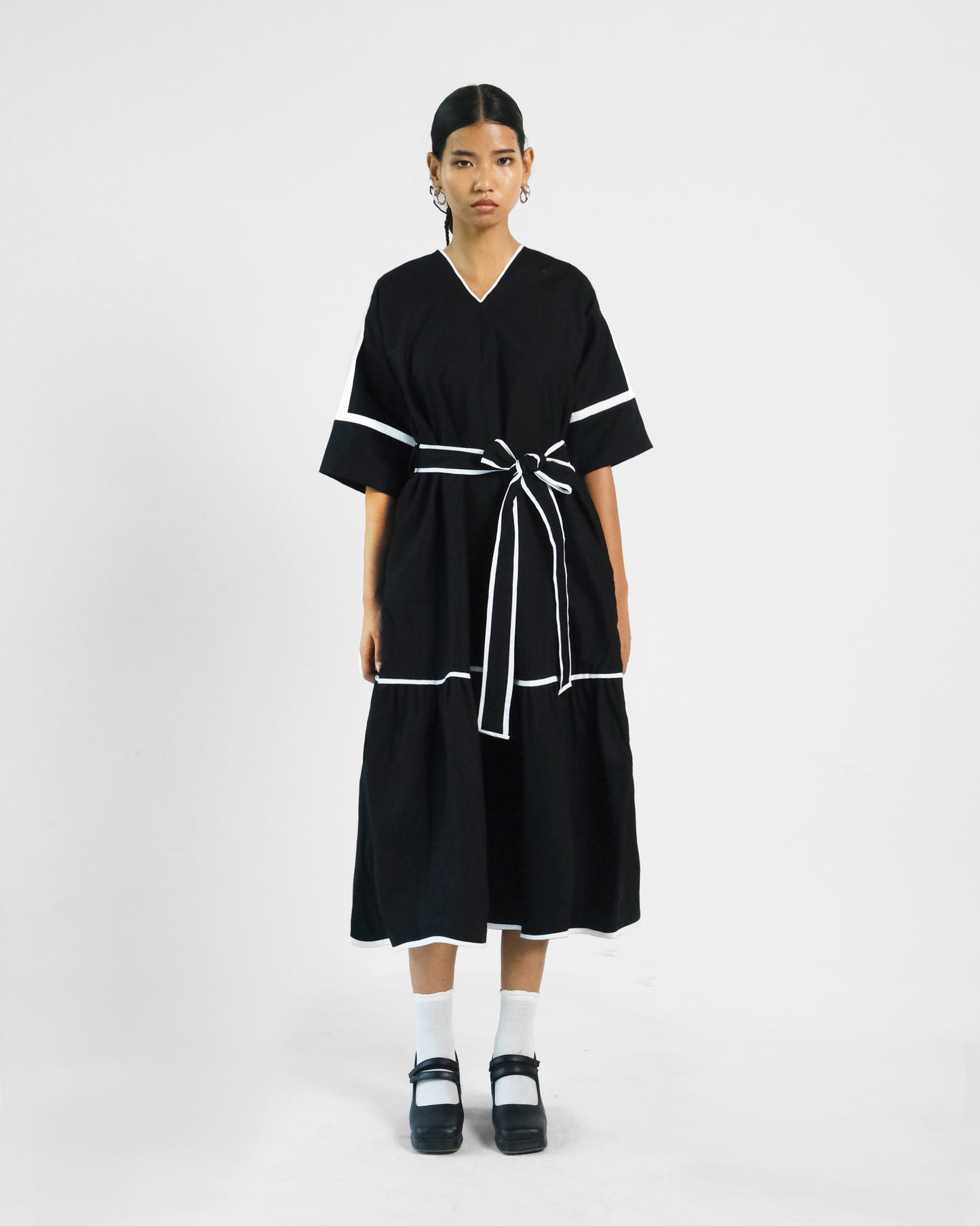 Black Applique Cotton Dress