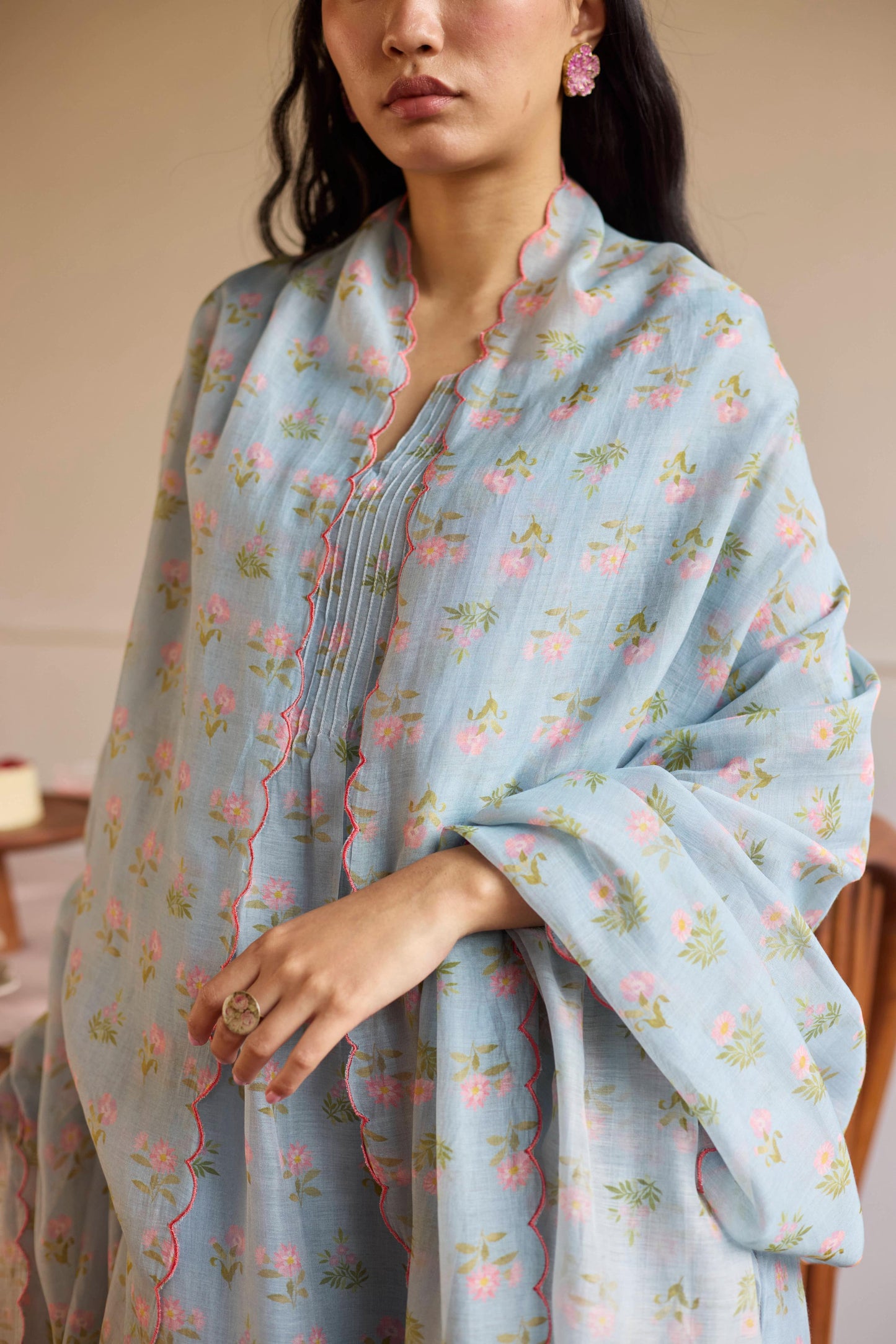 Powder Blue Pintuck Set