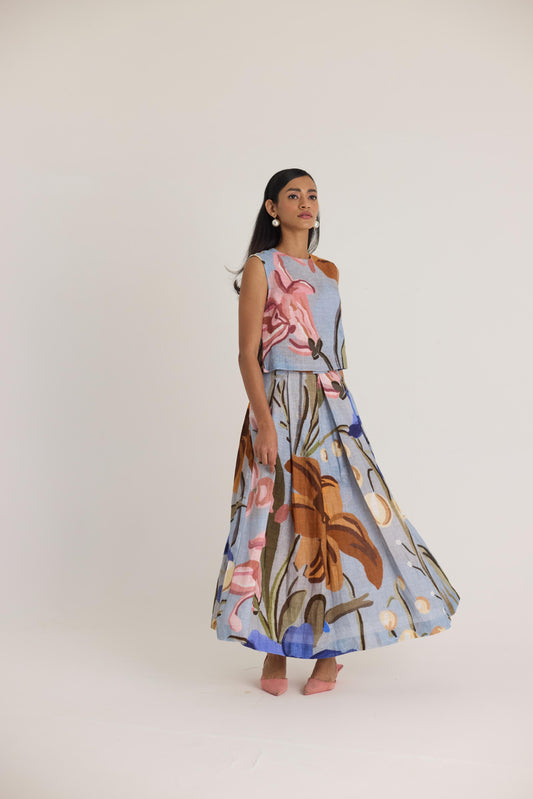 Nico Linen Top & Skirt Set