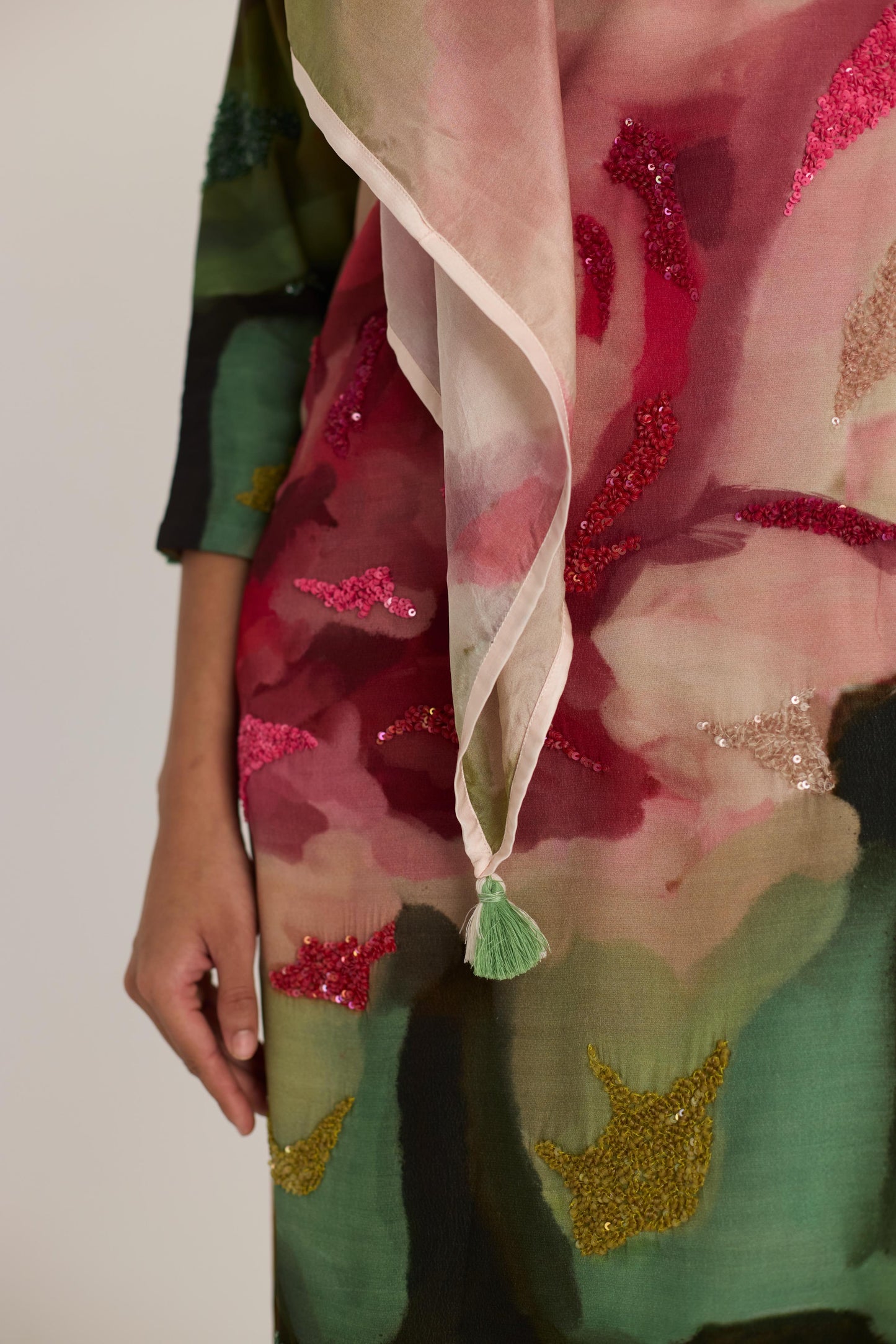 Tilly Emroidered Long V Neck Kurta Set