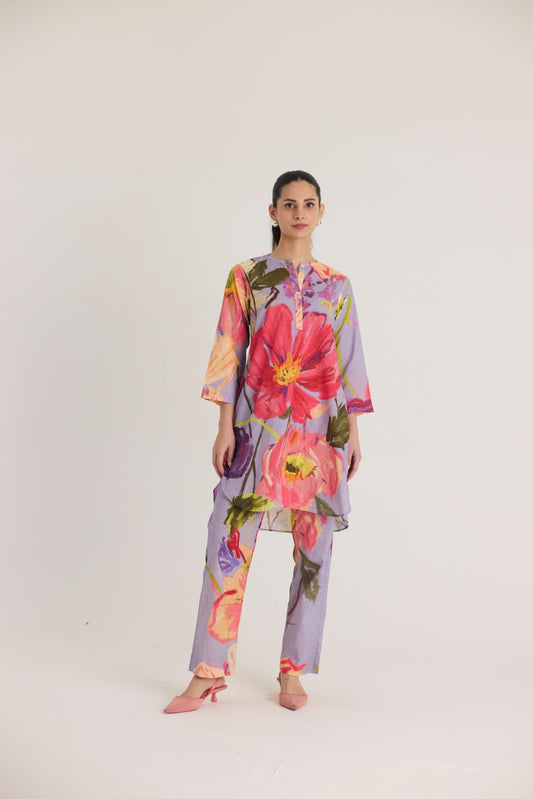 Dolly Purple Short Cotton Kurta Set