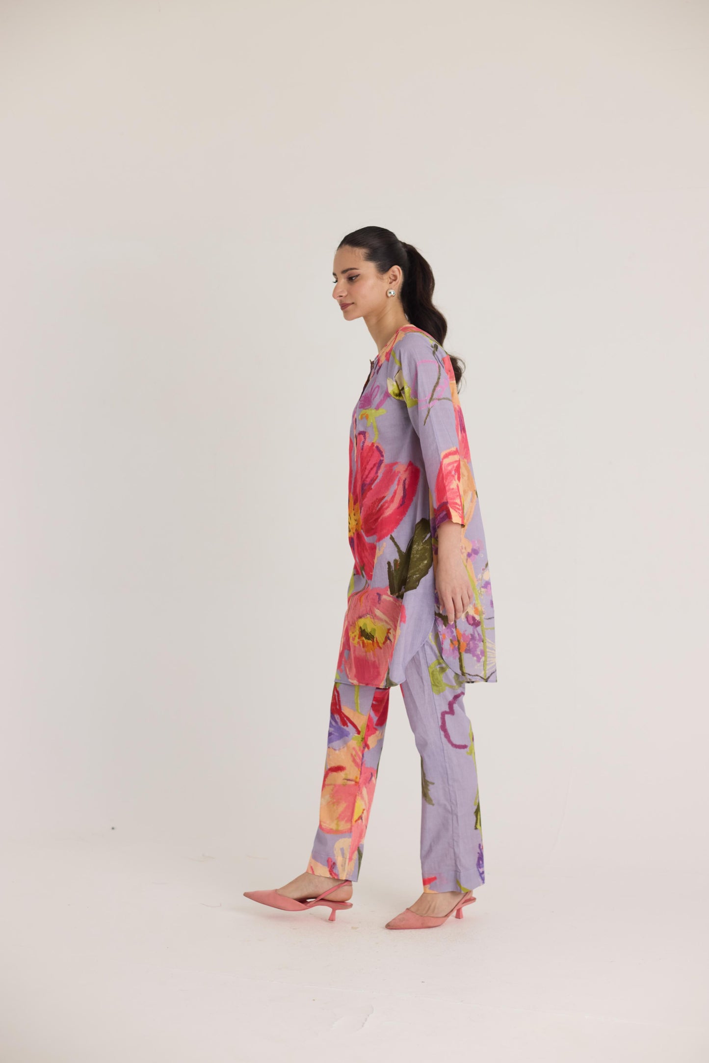 Dolly Purple Short Cotton Kurta Set