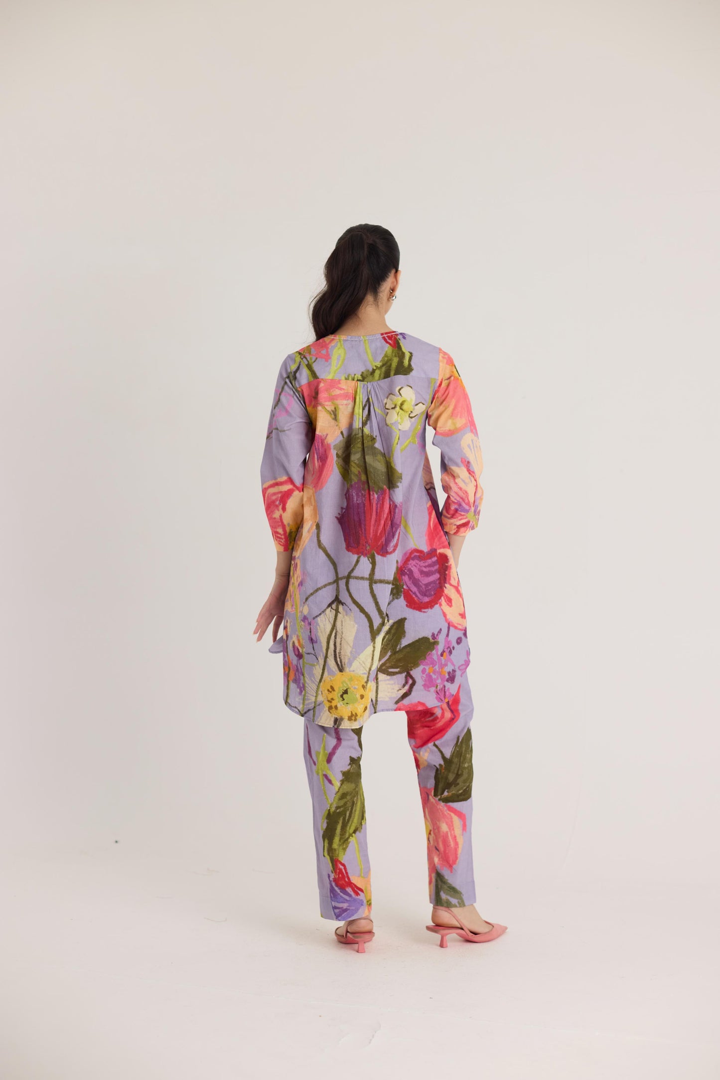 Dolly Purple Short Cotton Kurta Set