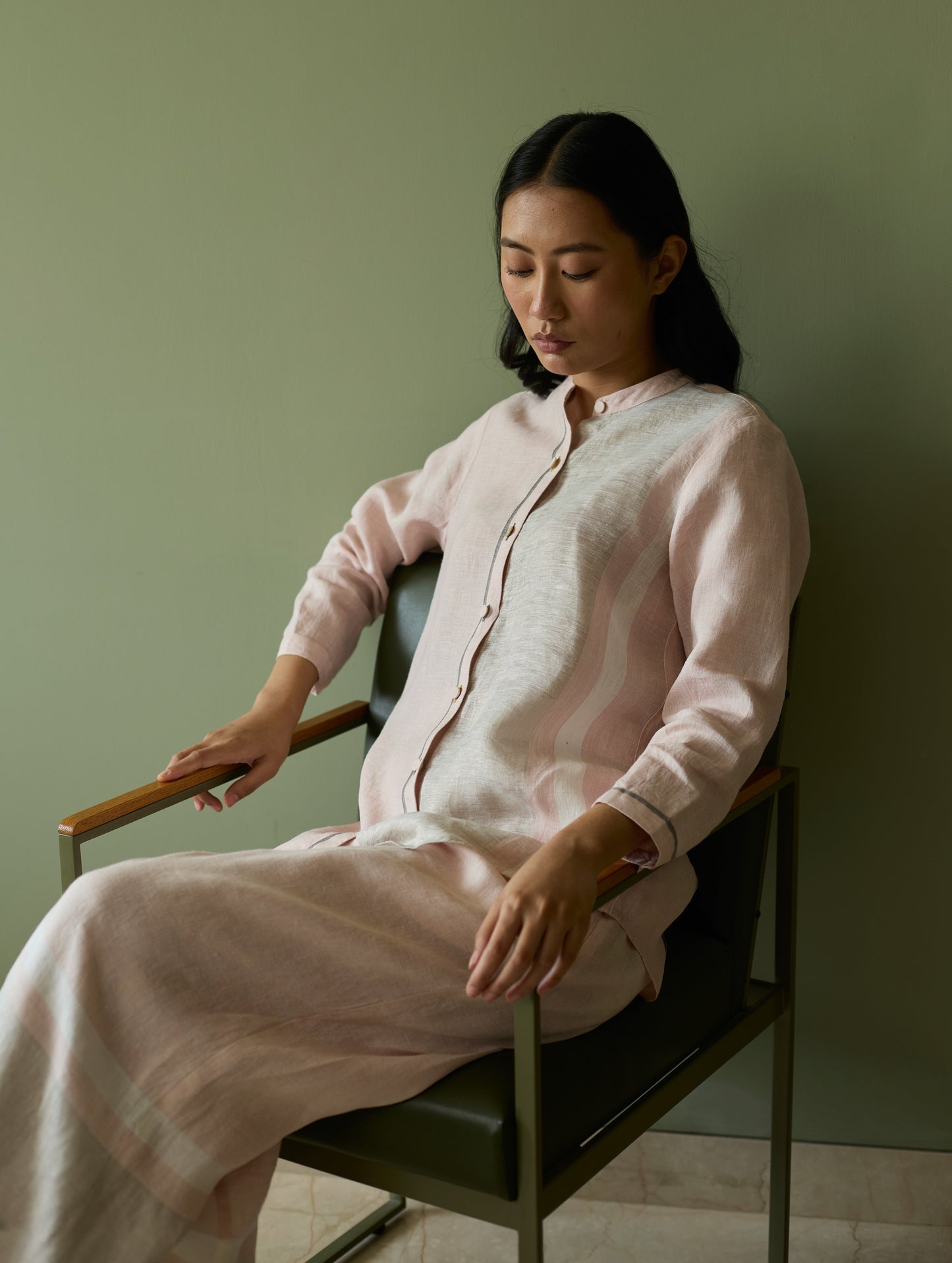 Aline Border Linen Co-ord Set - Blush