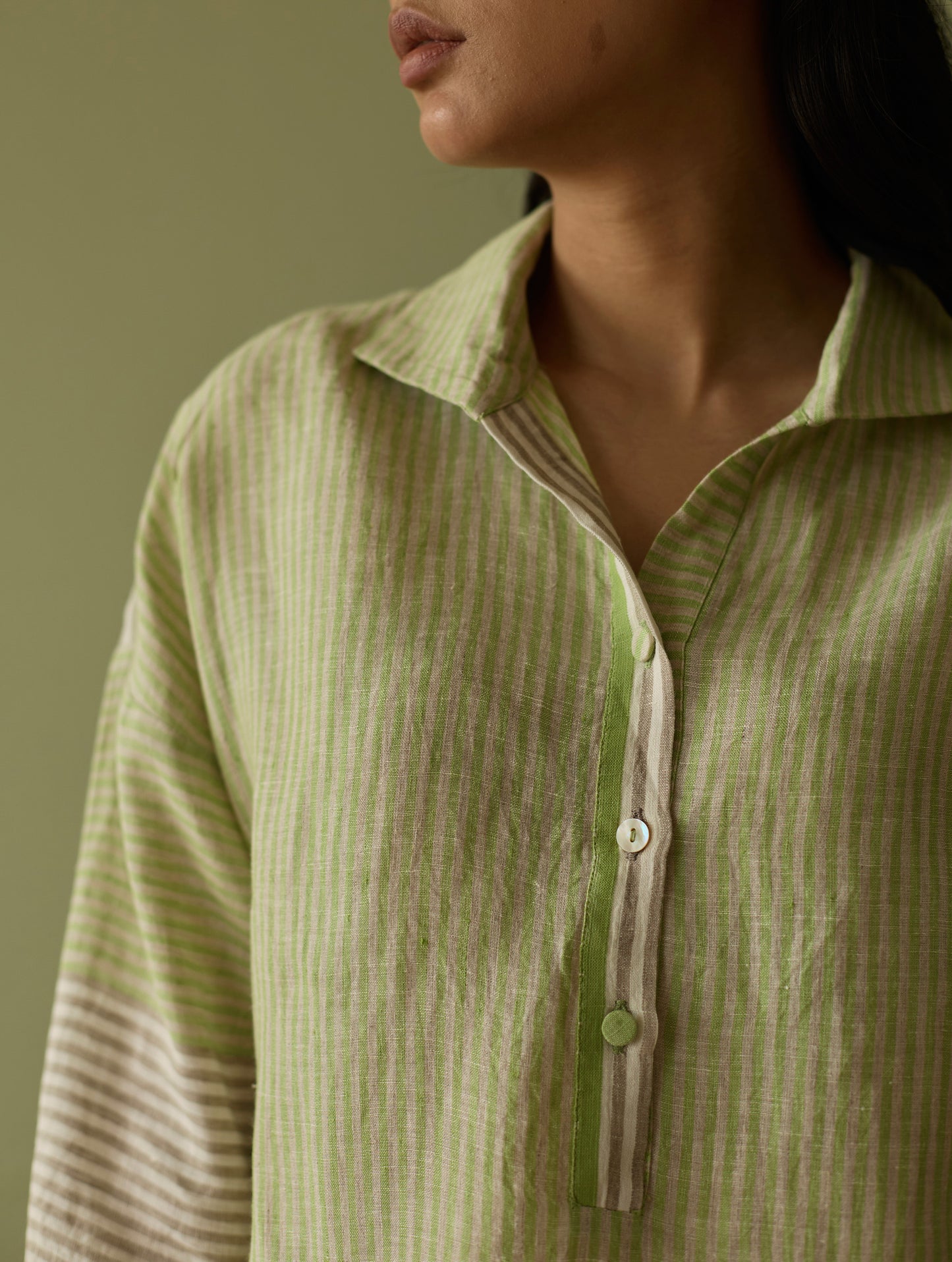 Risa Stripe Linen Co-ord Set - Meadow