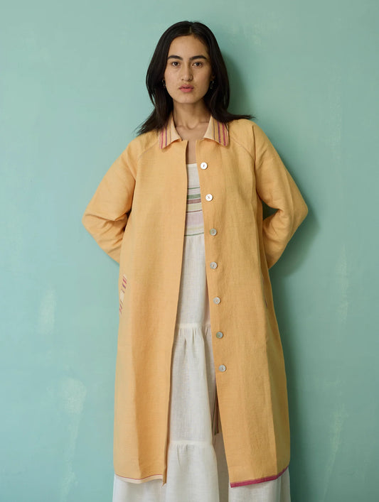 Pera Border Linen Co-ord Set - Apricot