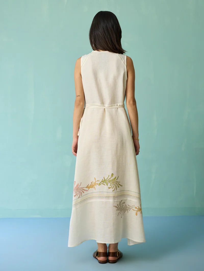 Sira Border Linen Floral Co-ord Set - Ivory