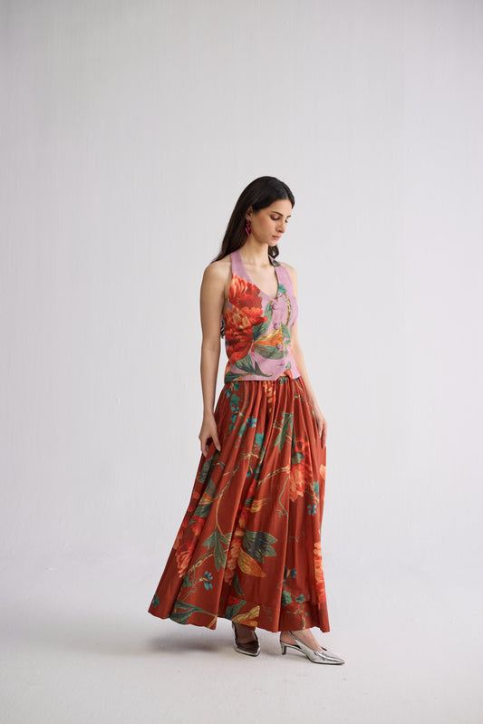 VINE & BERRY HALTERNECK WAISTCOAT & SKIRT SET