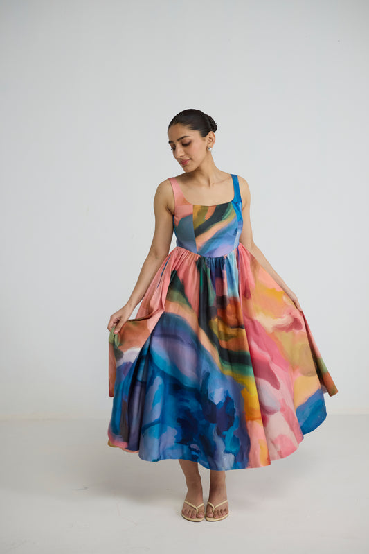 RAINBOW GARDEN CHERRY DRESS