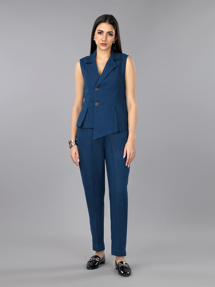 Indigo Linen Jacket & Pant Set