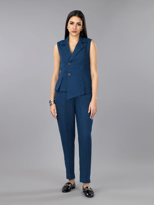 Indigo Linen Jacket & Pant Set