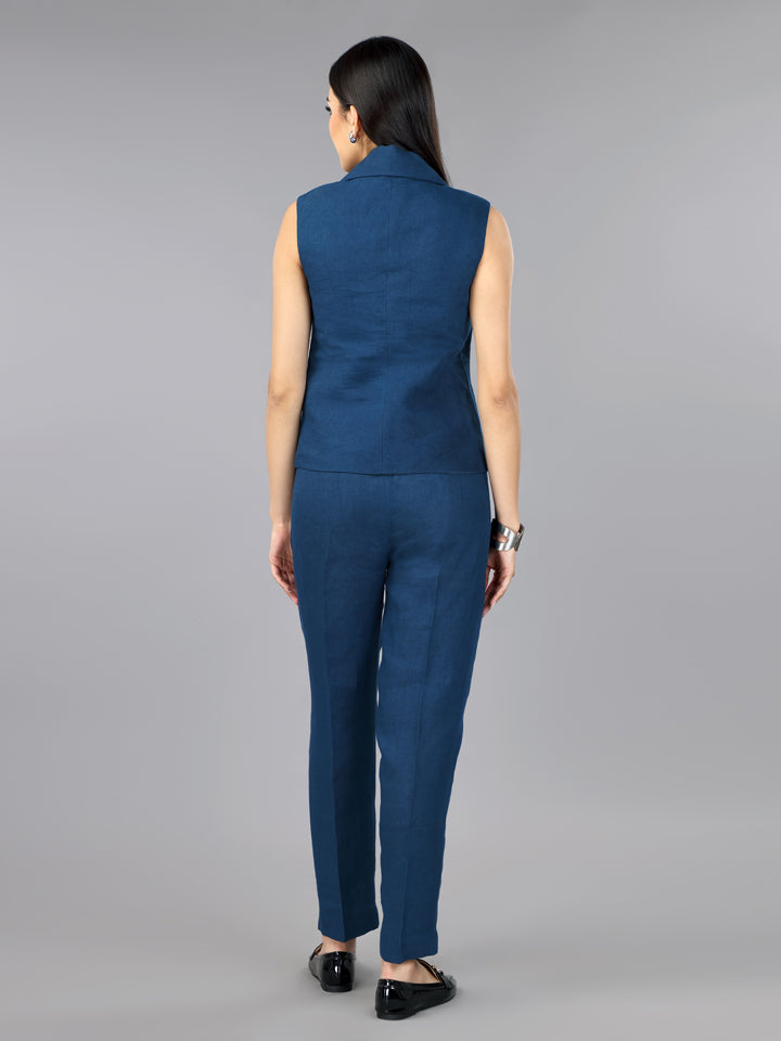 Indigo Linen Jacket & Pant Set