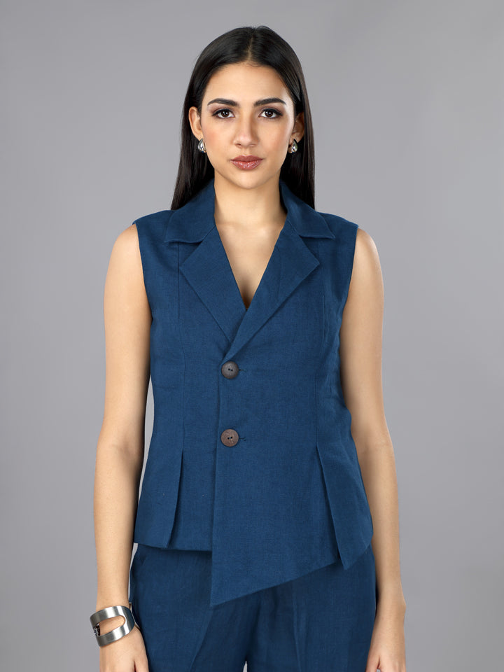 Indigo Linen Jacket & Pant Set