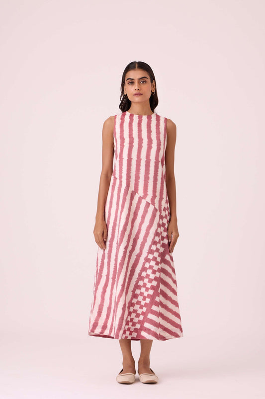 Bennet Rhubarb Striped Ikat Dress