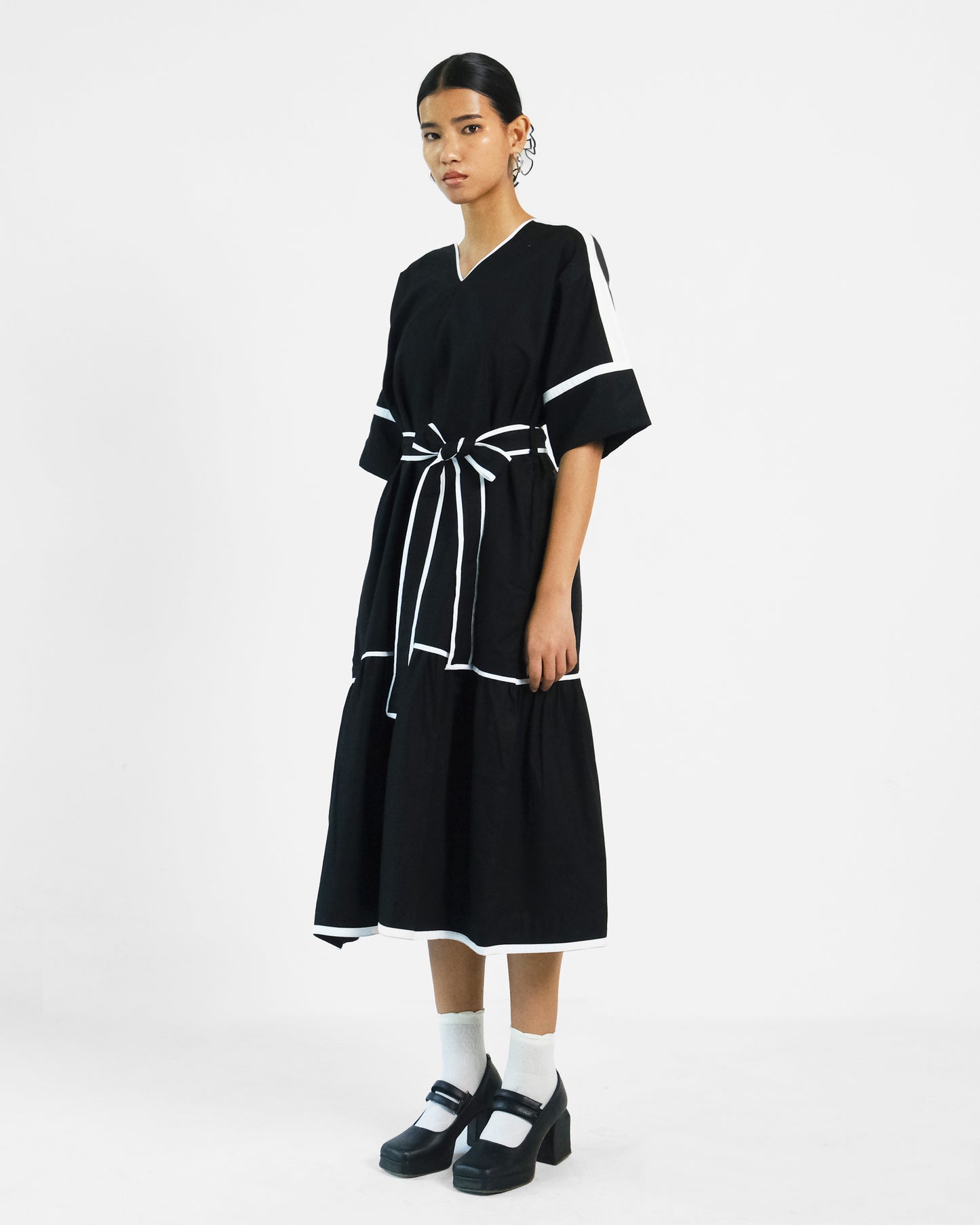 Black Applique Cotton Dress