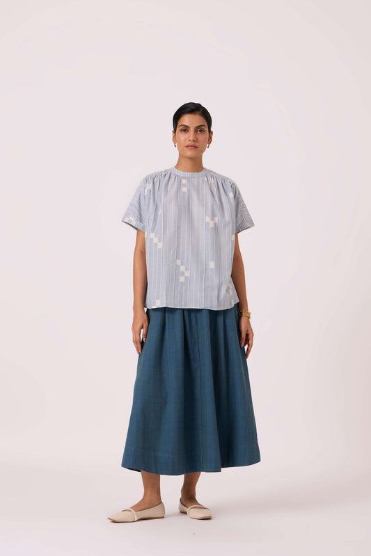 Eliot Blue Handwoven Skirt