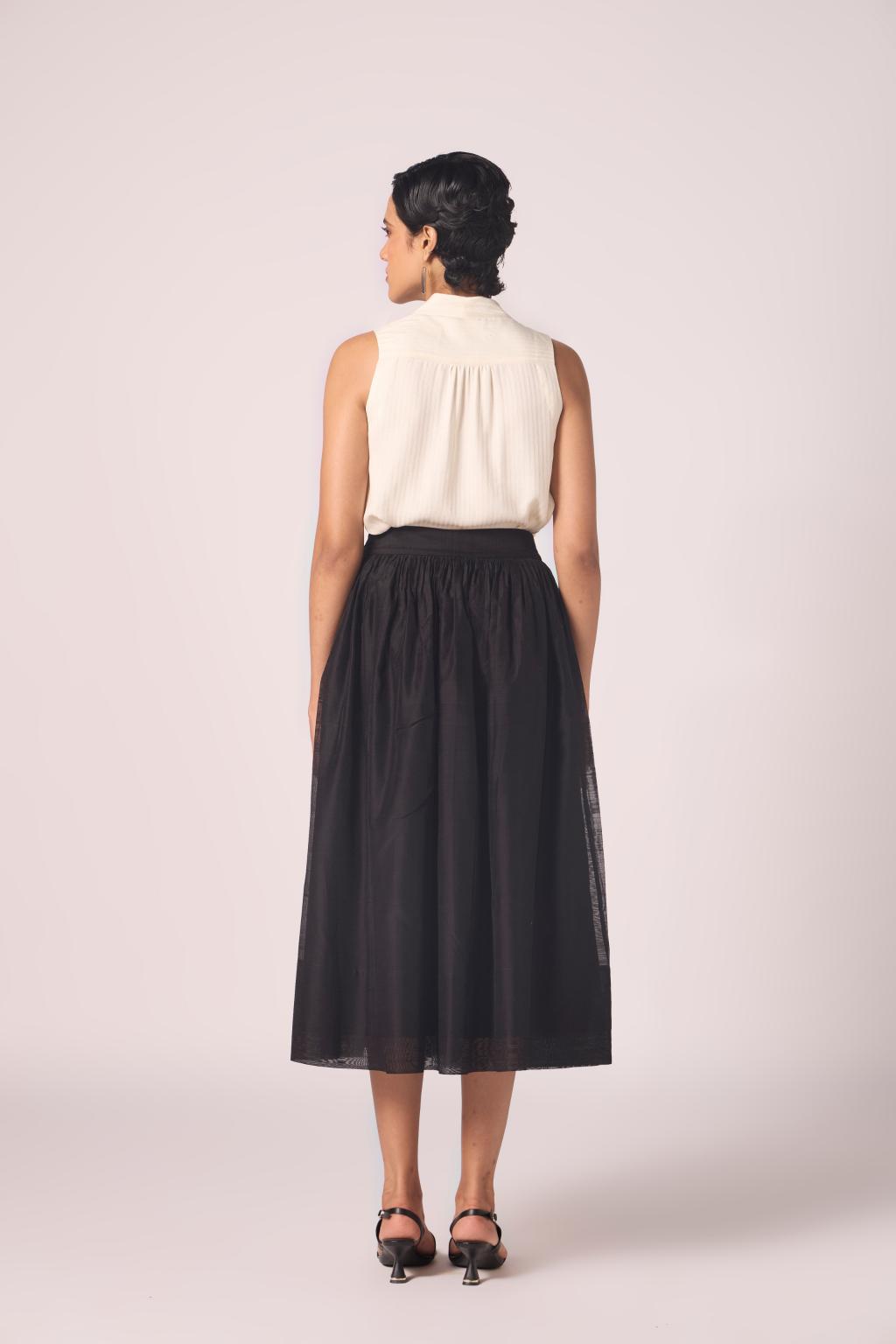Sahir Black Handwoven Skirt