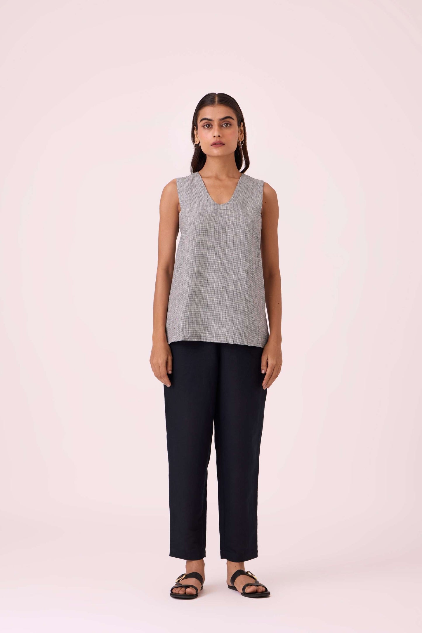 Huxley Houndstooth Linen Top