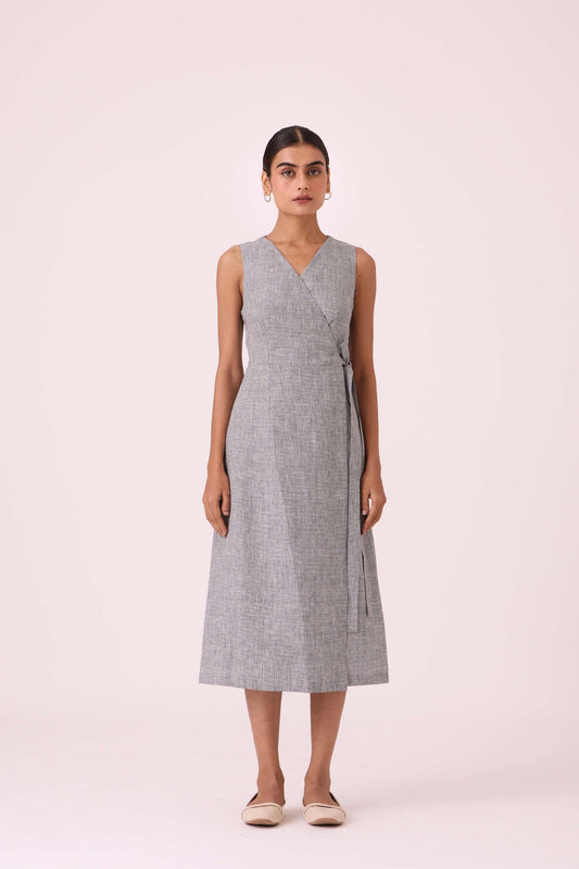 Arandi Houndstooth Linen Dress