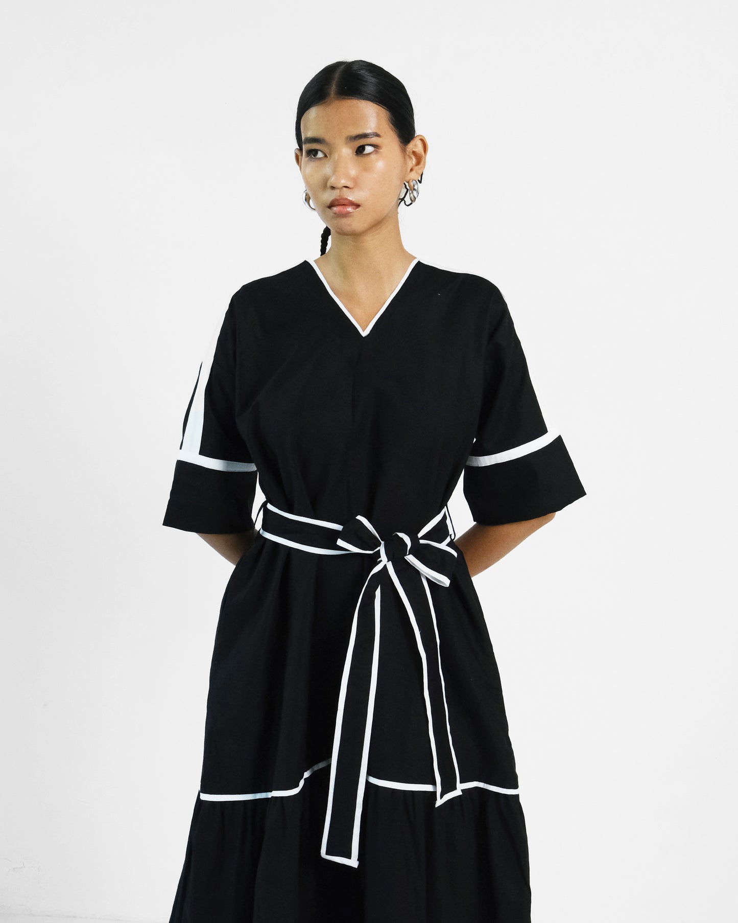 Black Applique Cotton Dress