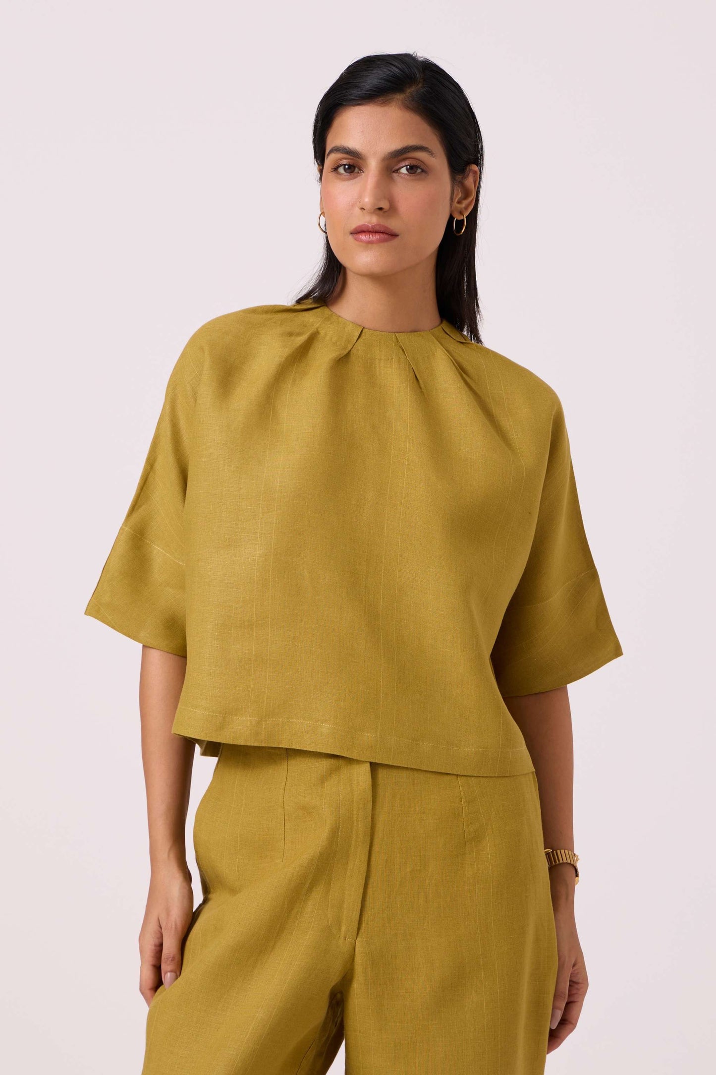 Bourne Olive Linen Top