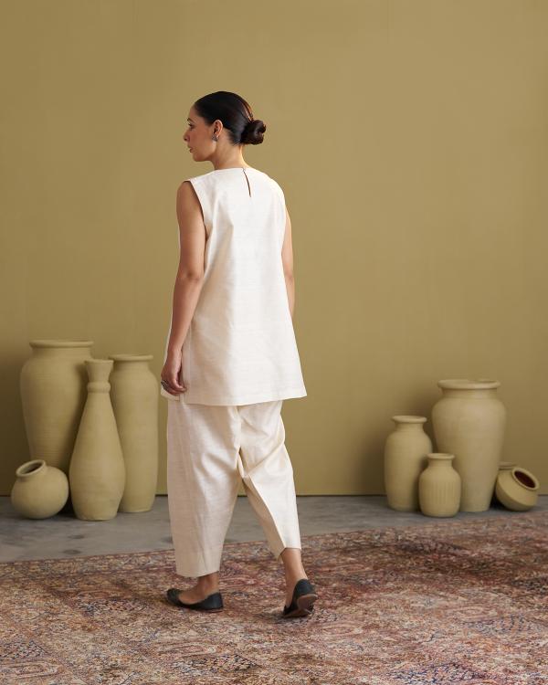 Ivory Mulbery Silk Top & Salwar Set