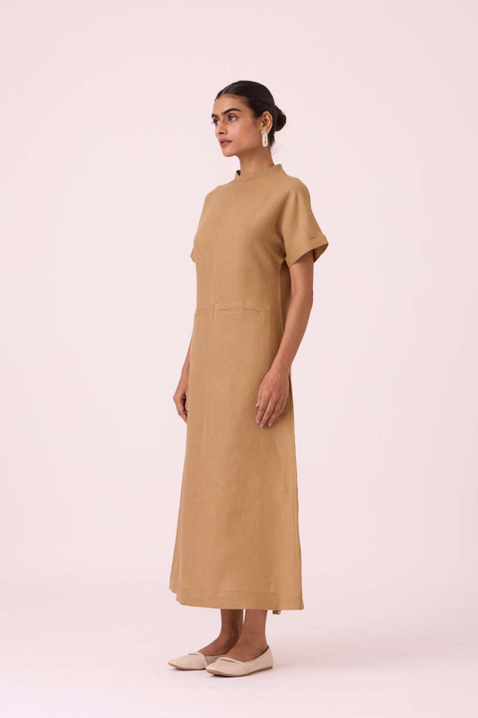 Salome Tan Linen Dress