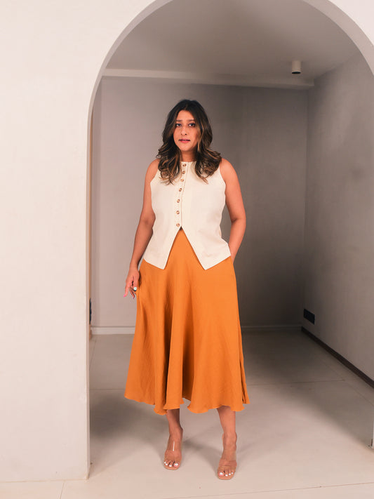 Amara Flared Linen Vest