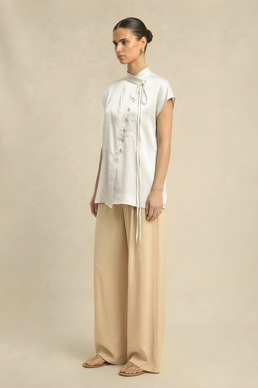 Ivory White Crew Neck Blouse
