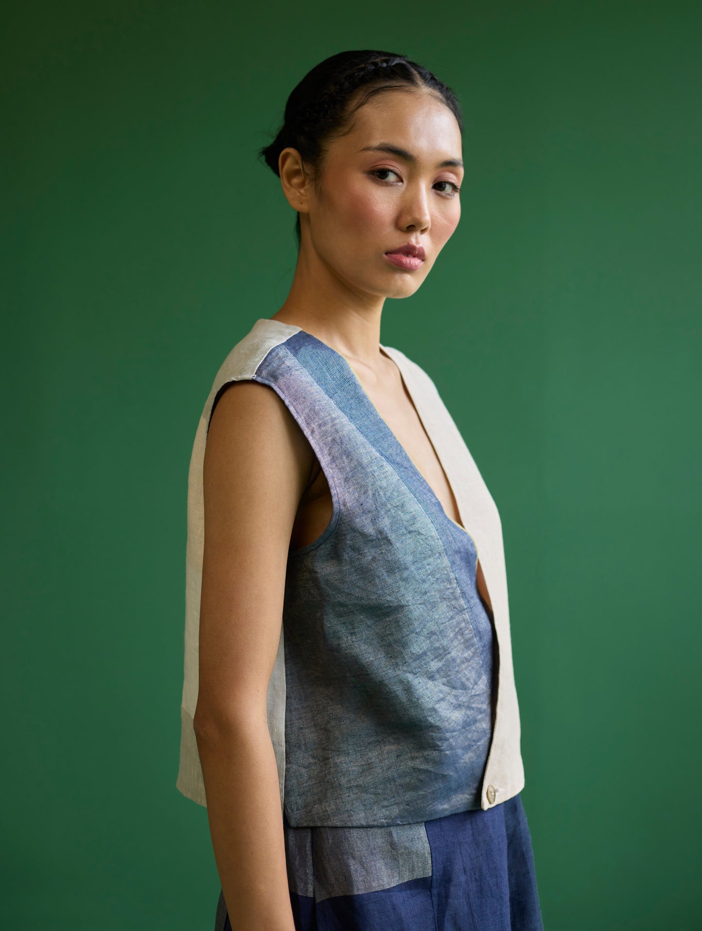 Izumi Color-Blocked Co-ord Set - Navy