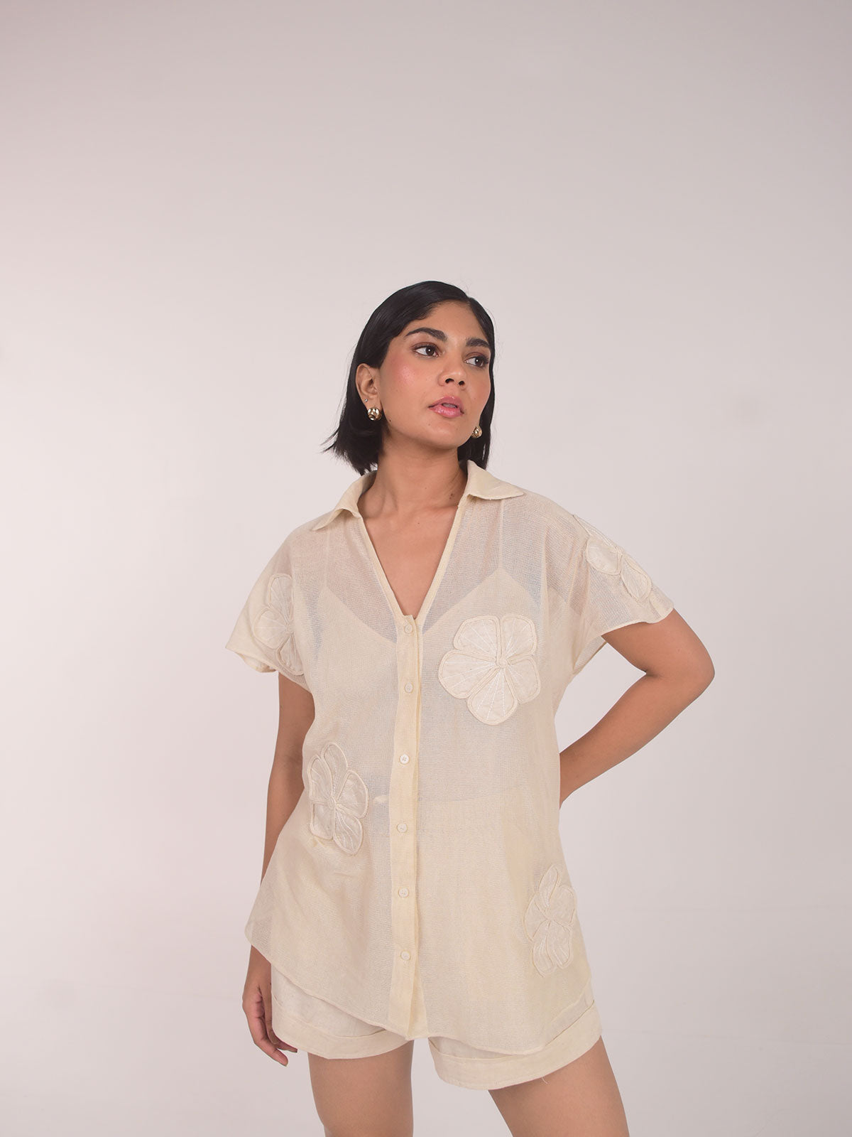 Cam Applique Cotton Net Set