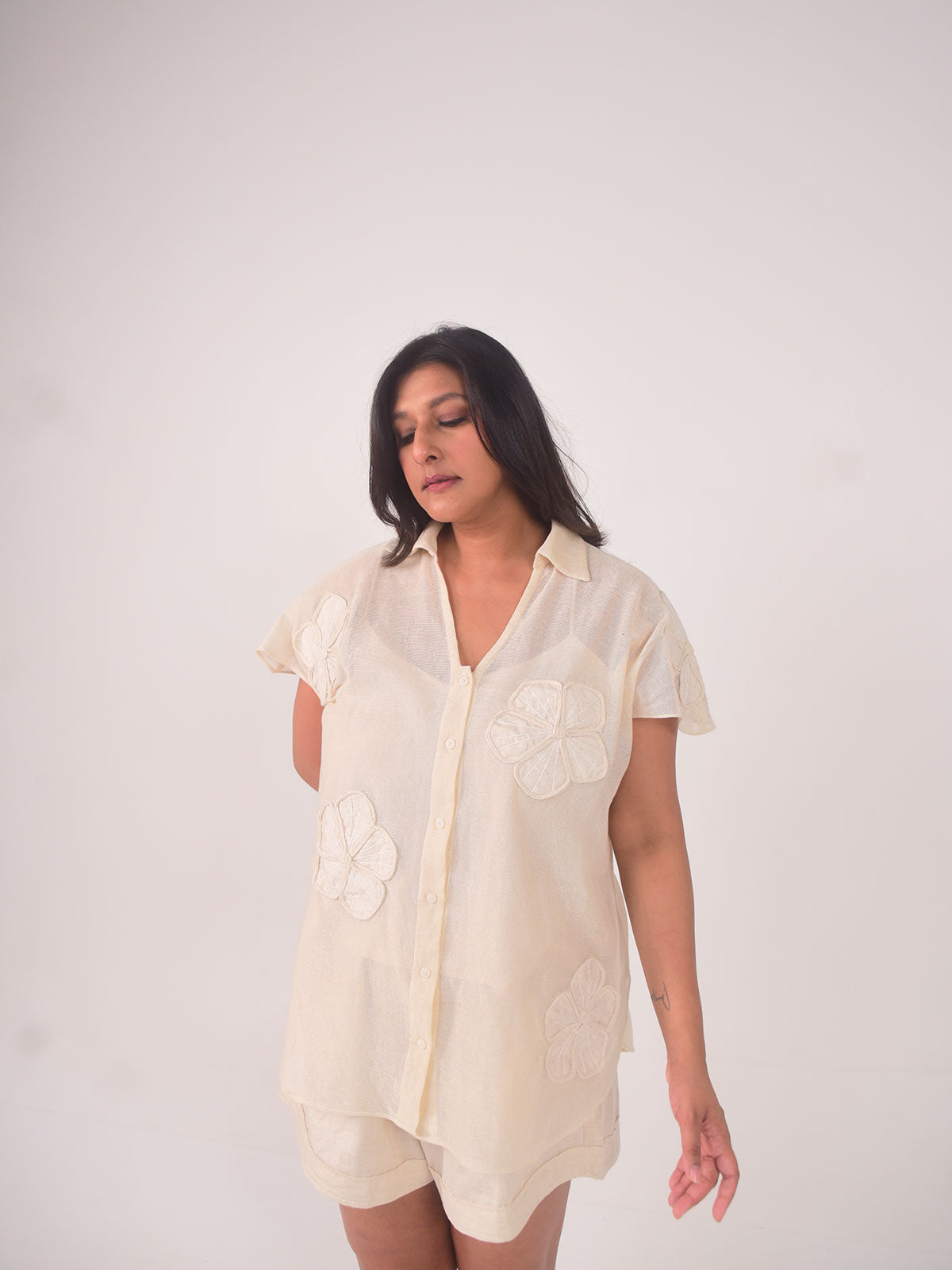 Cam Applique Cotton Net Set