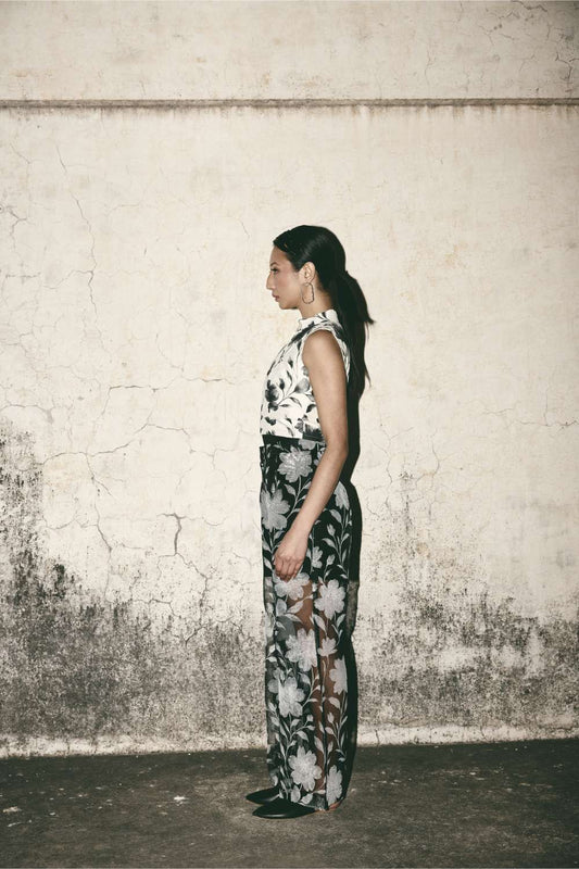 AN Bloom Crop Top with Floral Organza Pants