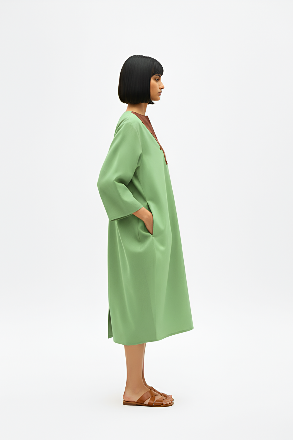 Asparagus Green-Tuscan Red Midi Dress