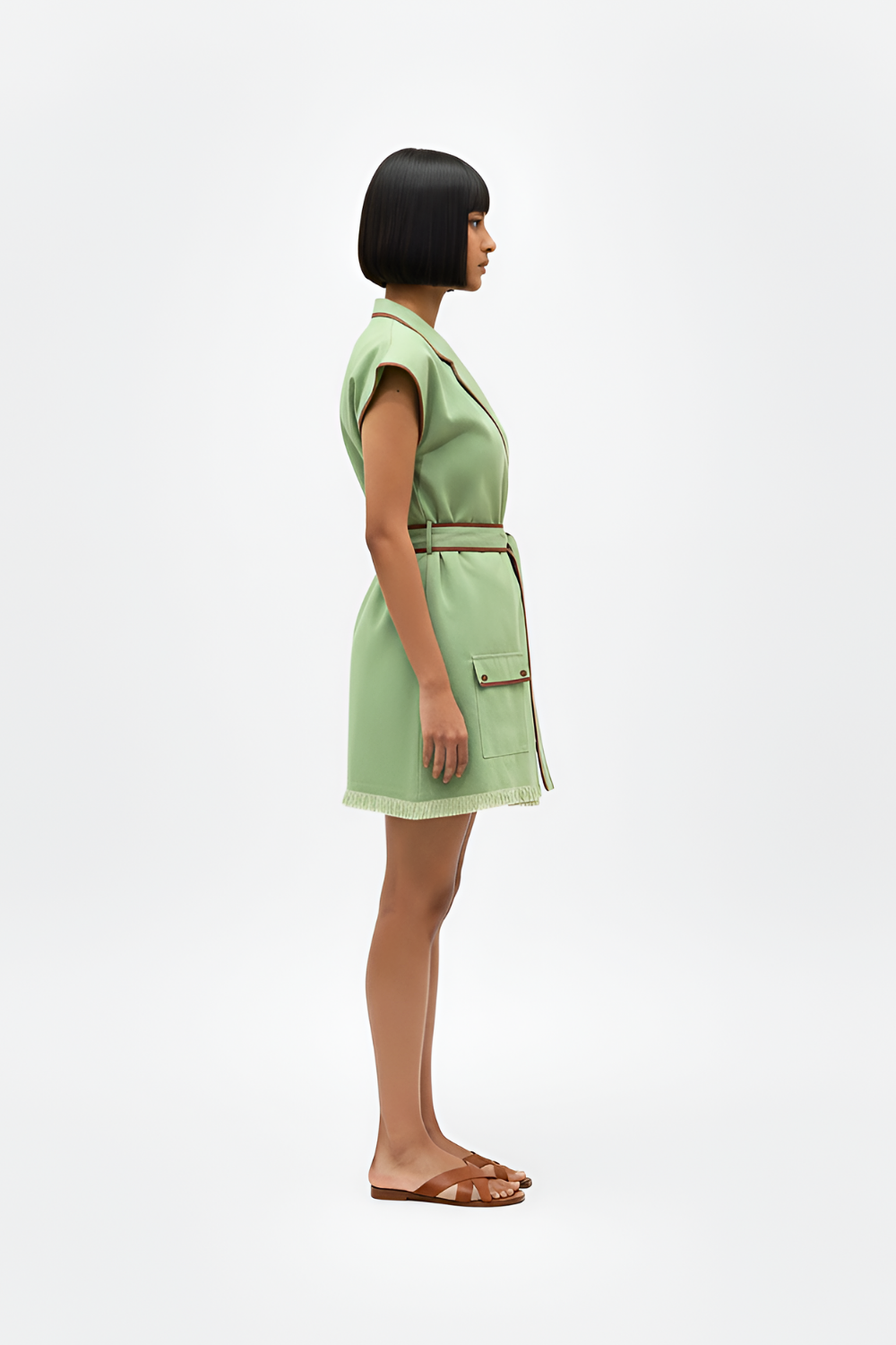 Asparagus Green-Tuscan Red Blazer Short Dress