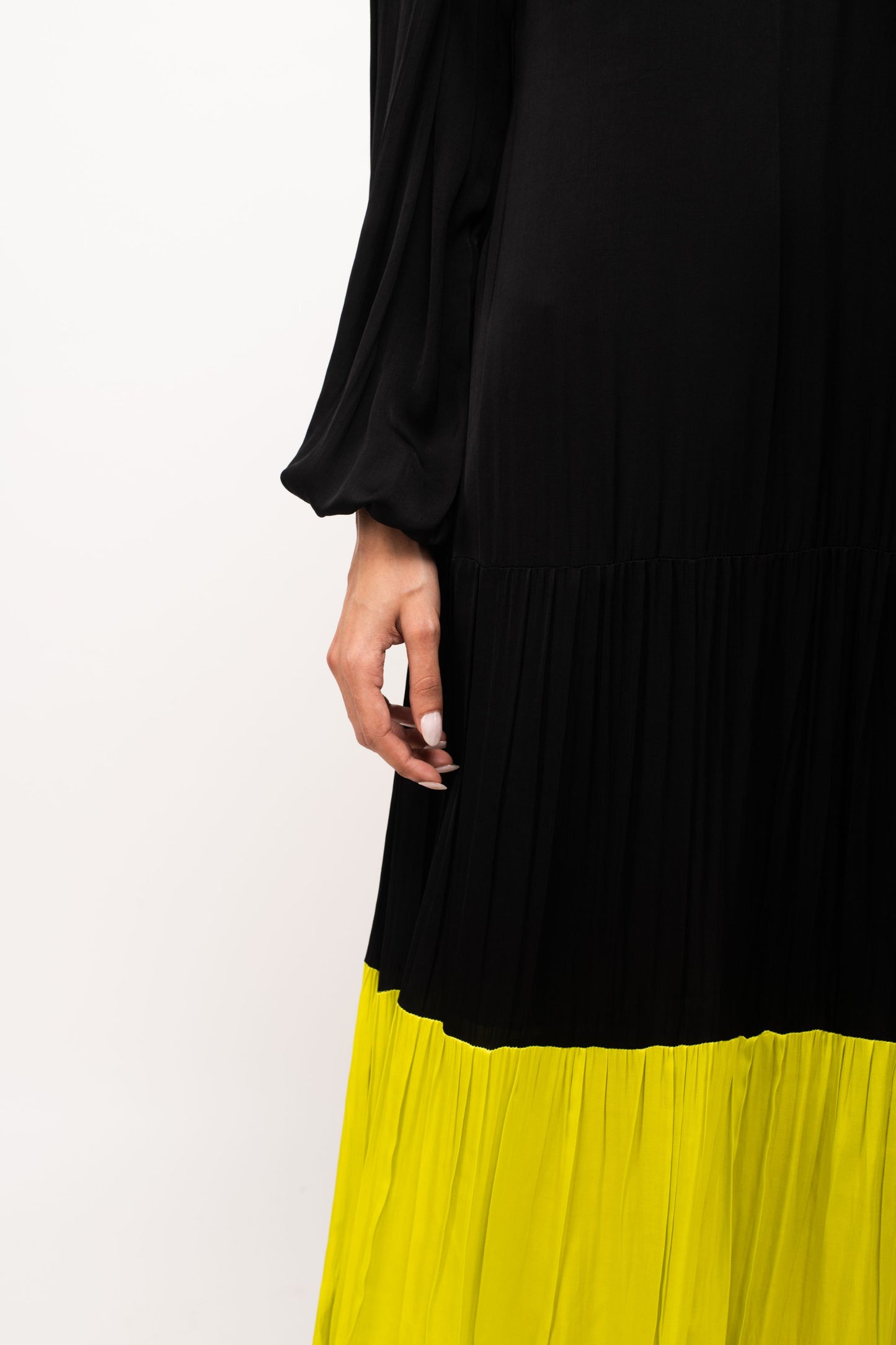 Black-Neon Gather Maxi Dress