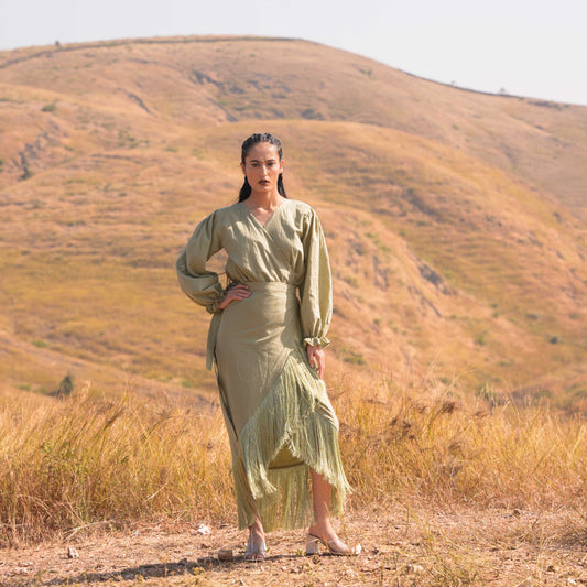 Moon Lit Top and Skirt Set - Green