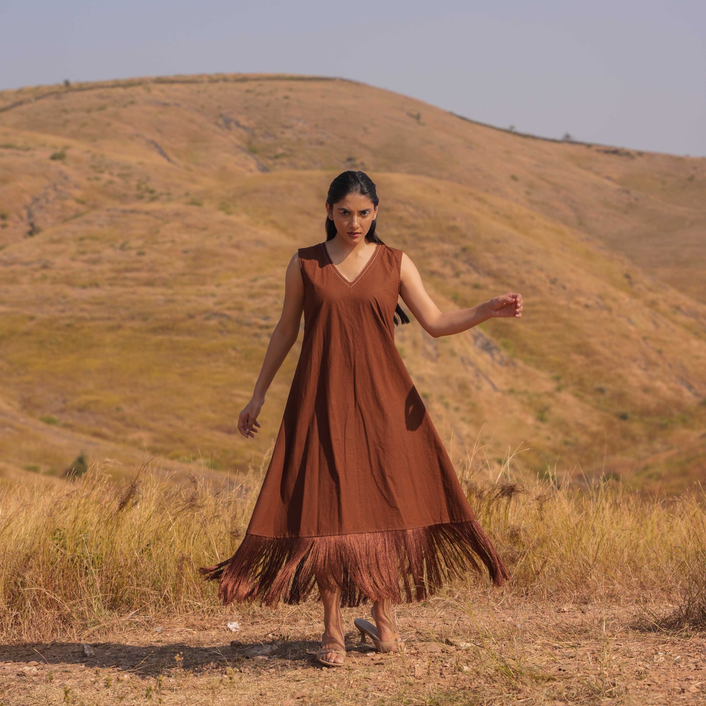 Zoya Dress and Jacket Set Brown