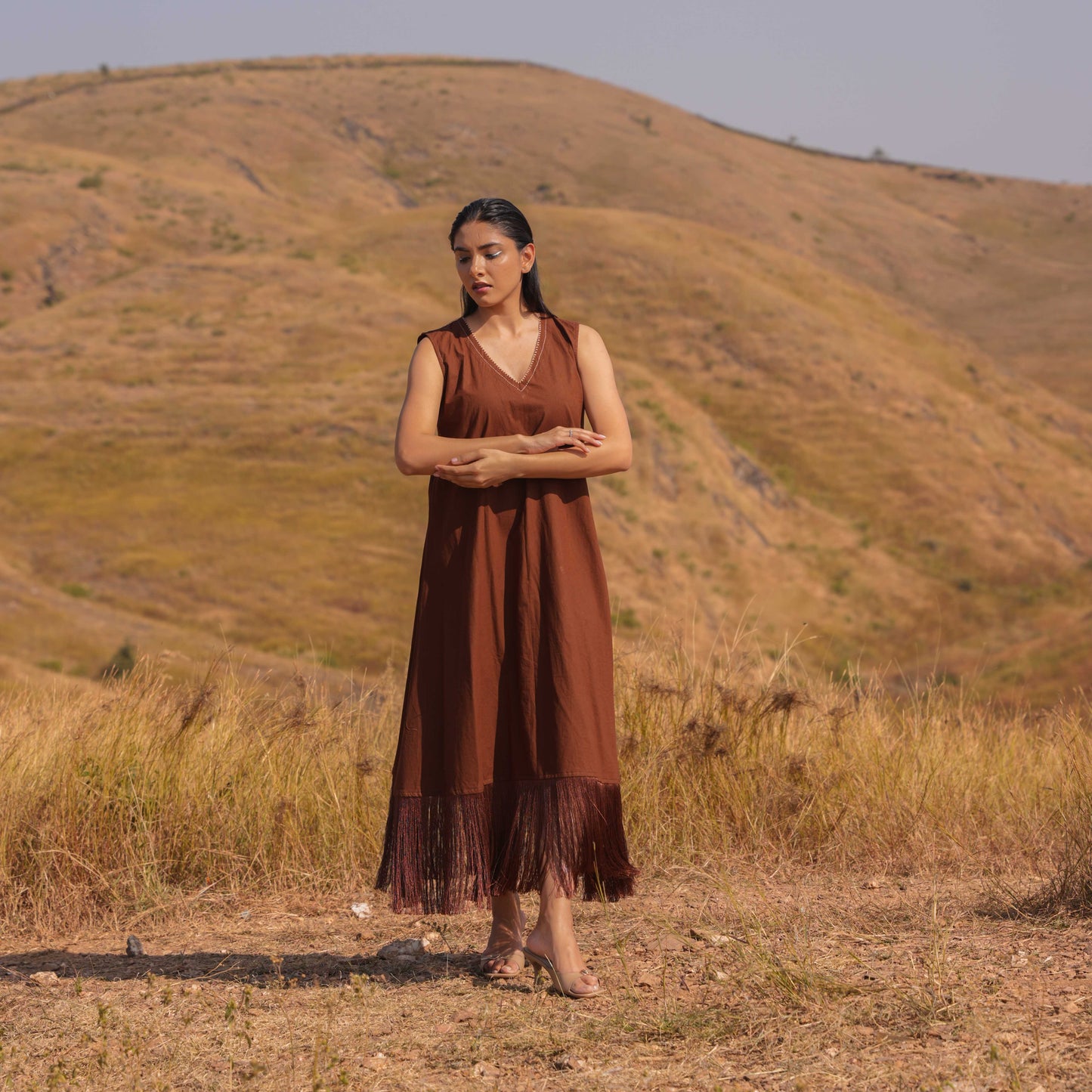 Zoya Dress and Jacket Set Brown