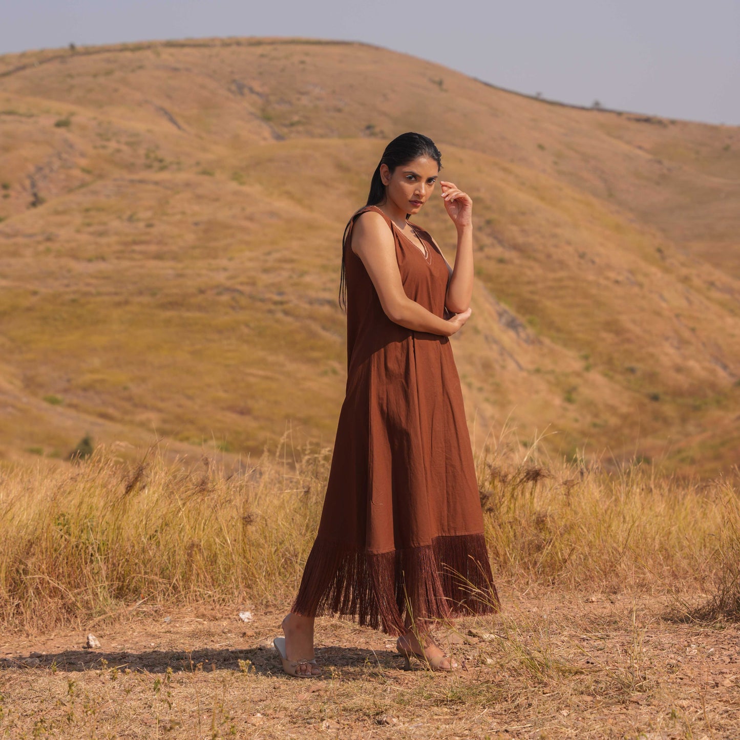 Zoya Dress and Jacket Set Brown